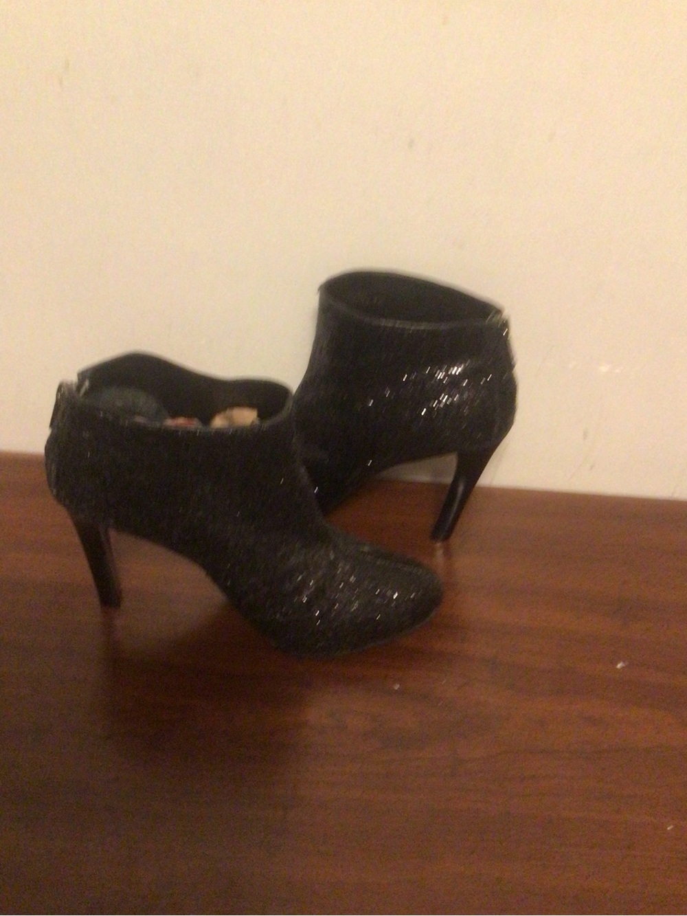 Tory Burch black leather with glitter stiletto classey ,holiday ,dancing  SZ 9 - Picture 7 of 14